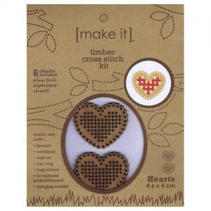 Timber Cross Stitch Kit Hearts 585166