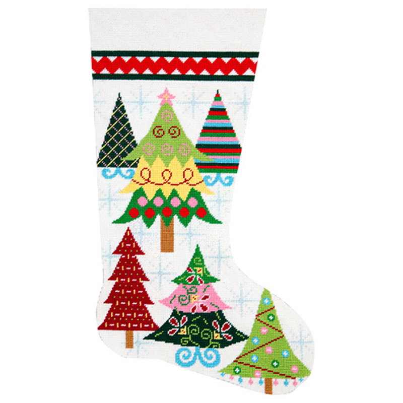 Merry Christmas Trees Stocking 6208