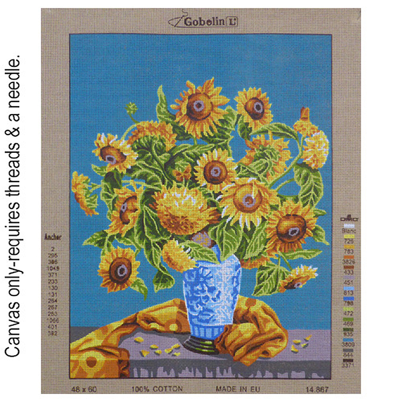GobelinL 14.867 Sunflowers in Blue and White Vase